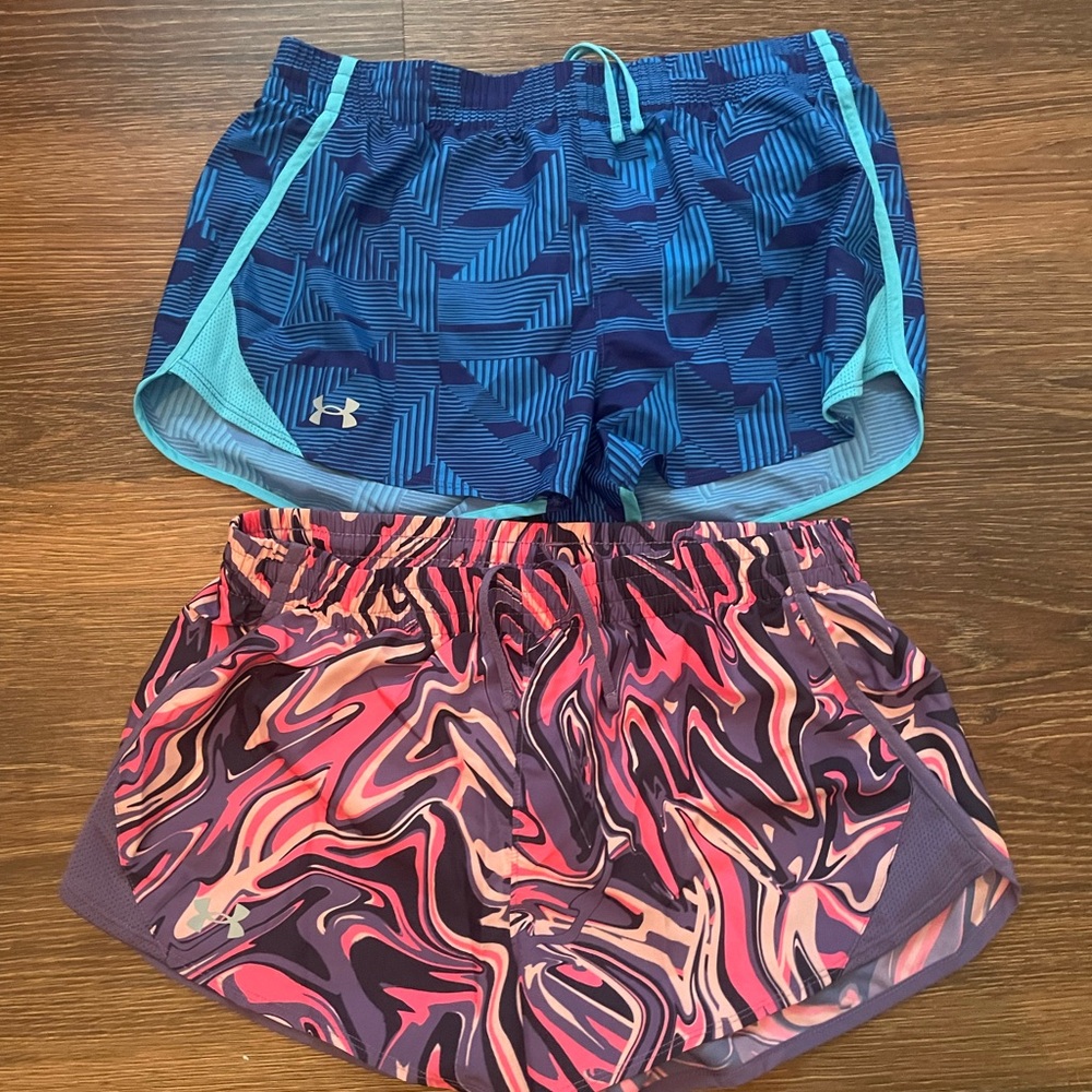 Under Armour Women's Blue and Pink Patterned Shorts